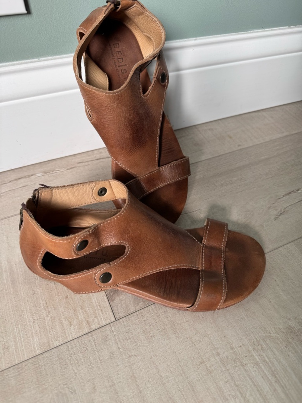 BED|STU Brown Leather Cutout Sandals